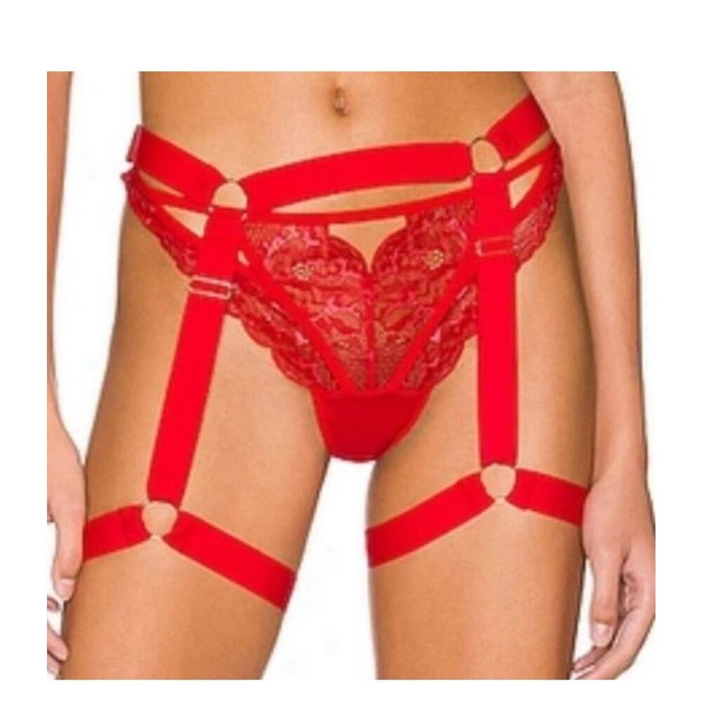 NWT Free People X We Are HAH Strung Out Garter Siren Red OS XS S M L